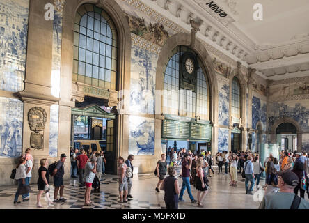 Inside São Bento Railway Station Porto, Porto Region, Portugal Stock Photo