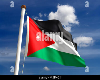 3D Jordan flag (with clipping path) Stock Photo