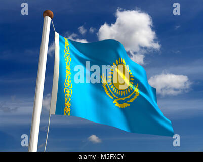 3D Kazakhstan flag (with clipping path) Stock Photo