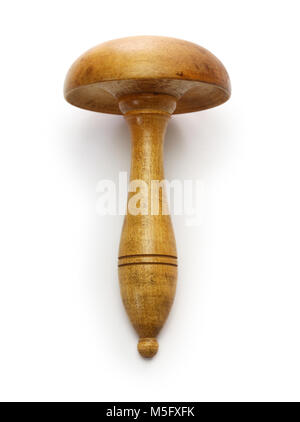 darning mushroom, vintage tool of repairing holes in fabric or knitting isolated on white background Stock Photo
