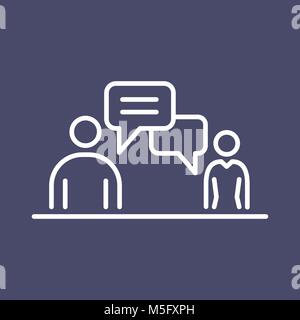 Meeting conversation business people icon simple line flat illustration. Stock Vector