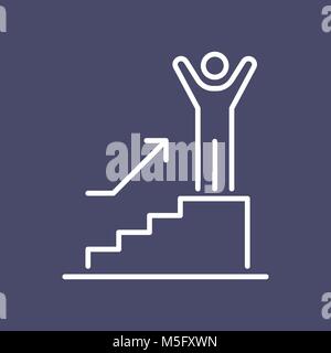 Man on stairs icon ui people simple line flat illustration. Stock Vector