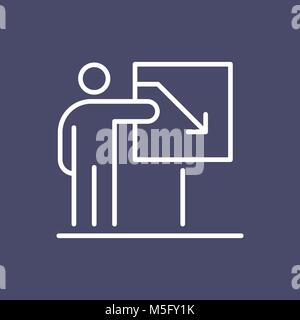 Presentation business people icon simple line flat illustration. Stock Vector