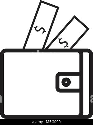 Tickets in wallet icon line outline isolated on white background for your web and mobile app design, vector illustration Stock Vector