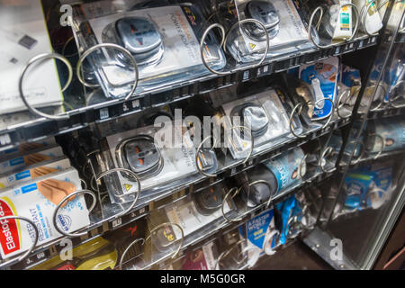 Vending machine in a Premier Inn hotel, selling travel adapters, power leads, plasters etc. Stock Photo
