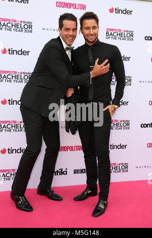 Sydney, Australia. 22nd February 2018.  Jake Ellis and Michael Turnbull (The Bachelorette) attends the Cosmopolitan + Tinder annual Bachelor of the Ye Stock Photo