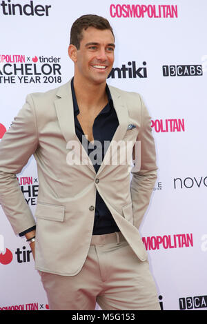 Sydney, Australia. 22nd February 2018.  Cam Cranley (The Bachelorette),  attends the Cosmopolitan + Tinder annual Bachelor of the Year Award at Coogee Stock Photo