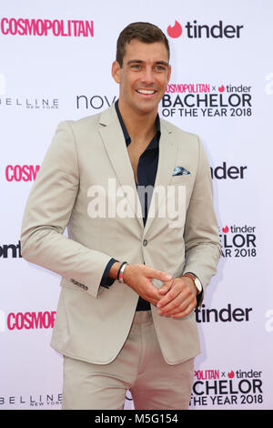 Sydney, Australia. 22nd February 2018.  Cam Cranley (The Bachelorette),  attends the Cosmopolitan + Tinder annual Bachelor of the Year Award at Coogee Stock Photo