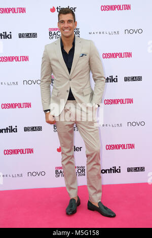 Sydney, Australia. 22nd February 2018.  Cam Cranley (The Bachelorette),  attends the Cosmopolitan + Tinder annual Bachelor of the Year Award at Coogee Stock Photo