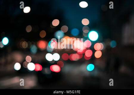 Blurred view of city lights Stock Photo
