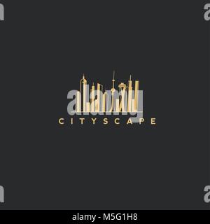 city scape logo in black background Stock Vector