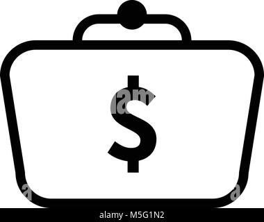 Money in bag icon line outline style isolated on white background for your web and mobile app design, vector illustration Stock Vector