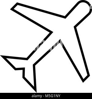 Airplane icon line outline style isolated on white background, the illustration is flat, vector, pixel perfect for web and print. Linear stokes and fi Stock Vector