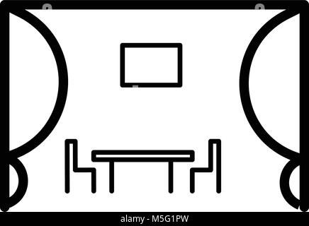 Kitchen symbol. Tables chair windows line icon, Outline and filled vector sign, linear and full pictogram isolated on white, logo illustration Stock Vector