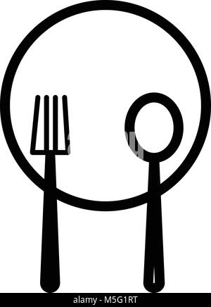 plate, knife and fork sign. Cutlery line icon. Outline and filled vector sign, linear and full pictogram isolated on white, logo illustration Stock Vector