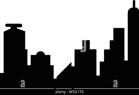 City skyline and building icon line outline style isolated on white background, the illustration is flat, vector, pixel perfect for web and print. Lin Stock Vector