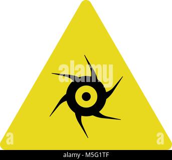 Industrial saw icon yellow warning outline style isolated on white background, the illustration is flat, vector, pixel perfect for web and print. Line Stock Vector
