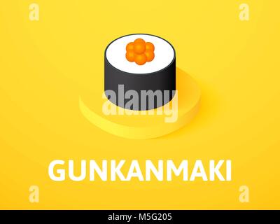 Gunkanmaki isometric icon, isolated on color background Stock Vector