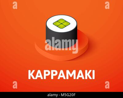 Kappamaki isometric icon, isolated on color background Stock Vector