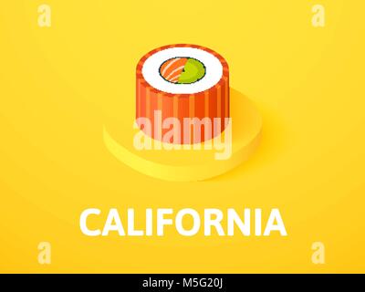 California isometric icon, isolated on color background Stock Vector
