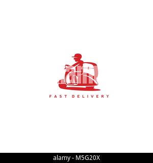 delivery rides on scooty Stock Vector