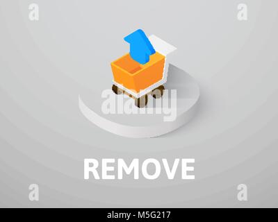 Remove isometric icon, isolated on color background Stock Vector