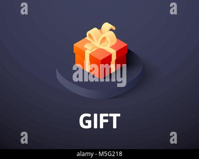 Gift isometric icon, isolated on color background Stock Vector