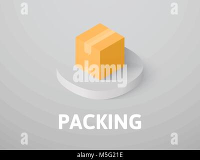 Packing isometric icon, isolated on color background Stock Vector