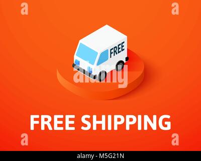 Free shipping isometric icon, isolated on color background Stock Vector