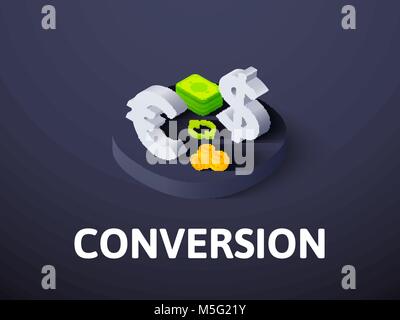 Conversion isometric icon, isolated on color background Stock Vector