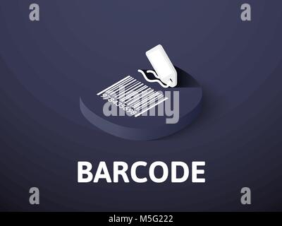 Barcode isometric icon, isolated on color background Stock Vector