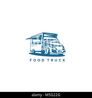 blue color food truck vector illustration. Stock Vector