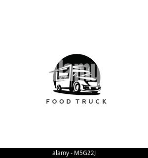 minimal black color food truck logo vector. Stock Vector