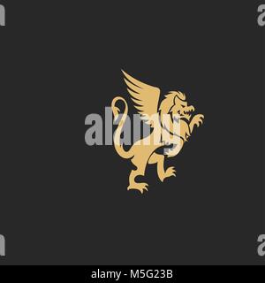 golden griffin vector illutration Stock Vector