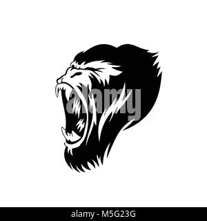 creative gorilla face logo illustration. Stock Vector