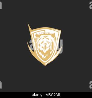 minimal logo of golden bear vector illustration Stock Vector