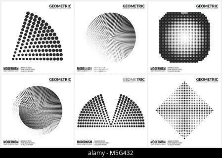 Universal Halftone Geometric Shapes For Design  Stock Vector
