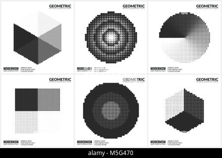 Universal Halftone Geometric Shapes For Design  Stock Vector