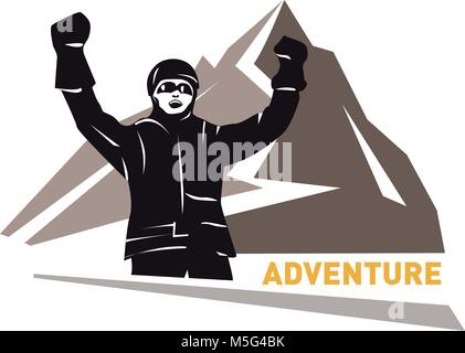 Mountain exploration vector emblem - outdoor activity symbol Stock Vector
