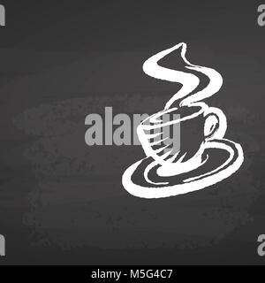 Coffee Cup Chalkboard Sketch. Concept Vector Artwork with copy Space. Ideal for Food Price Labeling and Poster Layouts. Stock Vector