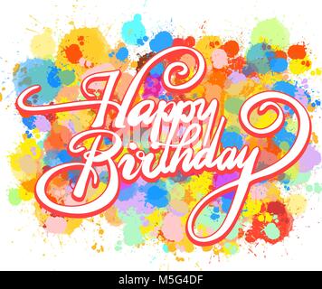 Happy Birthday word hand lettering. Colorful Vector Artwork Concept. Ready for Poster Print and Greeting Card Design. Stock Vector