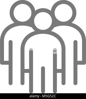 Simple teamwork, group of three people, human resources line icon. Symbol and sign vector illustration design. Isolated on white background Stock Vector
