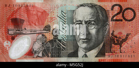 Close-up of the reverse side of the Australian twenty (20) - dollar note Stock Photo