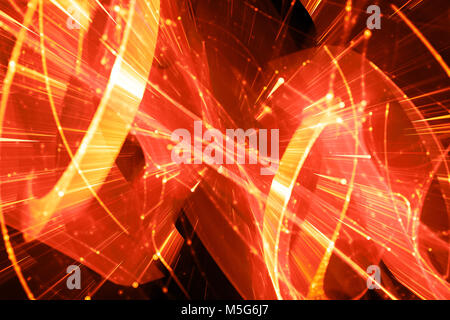 Fiery glowing futuristic technology and big data in motion, computer generated abstract background, 3D rendering Stock Photo