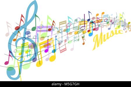 Musical abstraction - vector colorful notes Stock Vector
