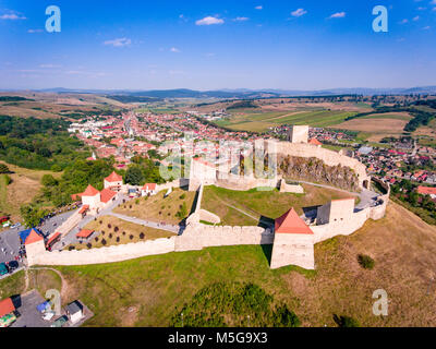 Rupea Brasov Medieval Fortress aerial view Stock Photo