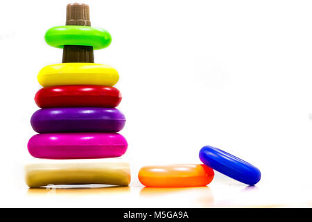 Colourful plastic ring stacking toy for children Stock Photo