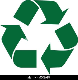 Green recycle or recycling arrows flat icon for apps and websites Stock Vector