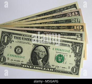 Different dollar bills, United States of America Stock Photo