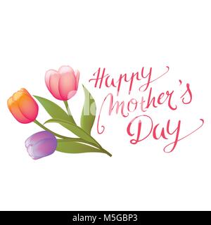 Handwritten Happy Mothers Day vector background Stock Vector